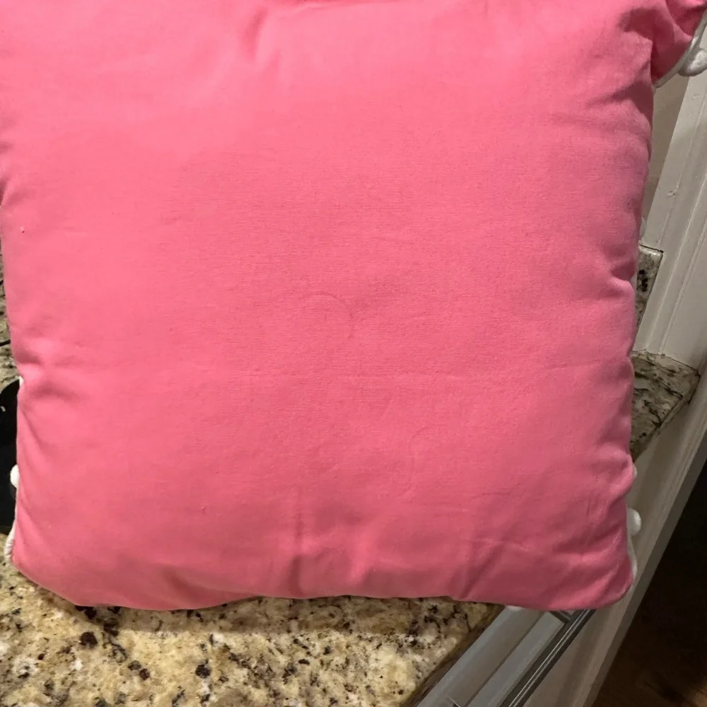 Pom Pom Pillow PB Teen White Hot Pink 15